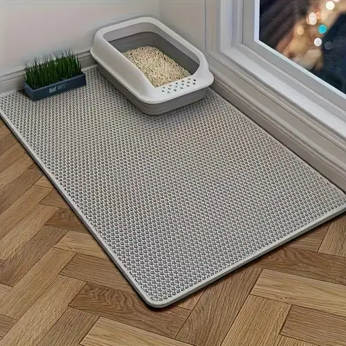 Extra Large Honeycomb Cat Litter Mat - Double-Layer, Waterproof Floor Protector, Odor-Proof Pet Accessory, Honeycomb Trap for Sand, Easy Clean, Less Floor Mess, Compatible with Cat Litter Trays