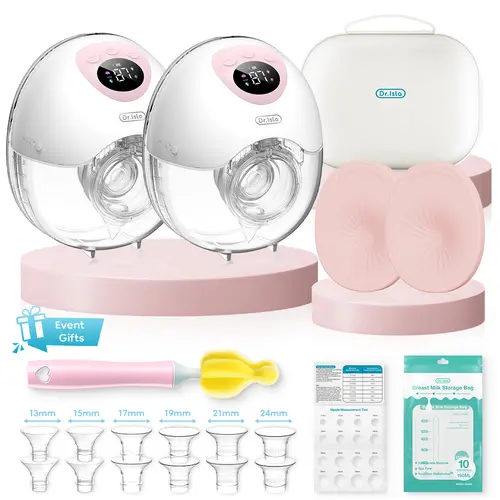 Dr.Isla EB50D Electric Wearable Breast Pump Double, 4 Modes & 36 Adjustable Suction Levels, Ultra-Quiet Under 40dB, 210ml Large Capacity, 275g Lightweight Hands-Free In-Bra Pump, Leak-Proof Wireless Portable Design, BPA Free sohochic