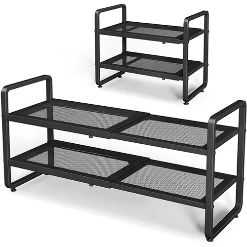 SNTD Shoe Rack - Expandable Shoe Organizer for Closet, Adjustable Metal Shoe Shelf Storage, Stackable Long Shoe Stand Holder for Garage, Entryway, Door Entrance