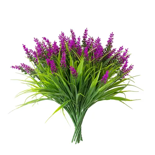 12 Bundles Artificial Lavender Flowers, UV Resistant Decorative Fake Lavender Plants, Faux Plastic Greenery for Indoor Outdoor Decoration, Artificial Lavender Bouquet, Artificial Flower Set, Artificial Flower Arrangement, Artificial Floral Plant