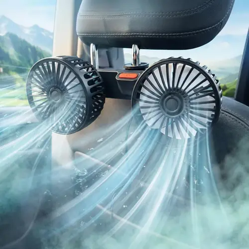 Car Backseat Fan Summer Essential Cooling Fan For Car, Clip Car Seat Fan 360° Adjustable Rotation, USB Dual-Head Car Fan with 3 Wind Levels Adjustable Speed, Suits for all car models Summervibes,back to school,back to school haul