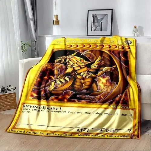 Yu-Gi-Oh! Blue-Eyes White Dragon Ultra-Soft Plush Flannel Blanket, Cozy Warm Throw for Bedroom Couch, Anime Duel Monsters Home Decor Gift for Fans Teens