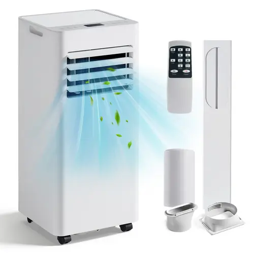 AOXUN 10000 BTU Compact Portable Air Conditioner for Home Users - 4-in-1 Unit with Cooling, Dehumidifier, Portable Fan, Silent Cooling Sleep Mode, 24H Timer, Remote Control, Complete Window Kit, Beat the Heat
