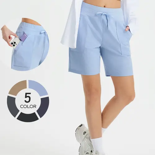 BALEAF Women's 7" High Waisted Athletic Shorts Quick Dry UPF 50+ Workout Shorts with 4 Zipper Pockets Comfortable Stretch Tummy Control Shorts for Running Hiking Walking Golf Travel Everyday Wear