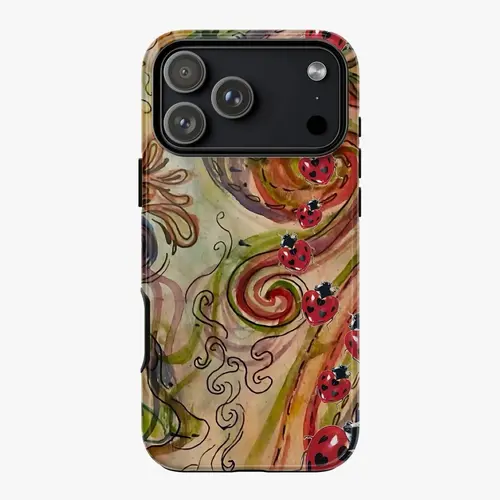 Whimsigothic Ladybug Phone Case - Aesthetic Heart Wing Insect Collage Shockproof Tough Cover with Protection & Resistance, Compatible with iPhone 17/16/15/14/13/12/11 Pro Max/XS, Goblincore Fairycore Gift, Wireless Charging-Friendly Phone Accessories