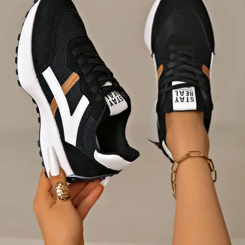 Women's Sporty Arisan Shoes Sports Shoe Running Sneaker Spring & Fall Elegant Fashion Casual Round Toe Low Top Lace-Up Thick Sole Breathable Outdoor Running Shoes Chunky Running Shoe Running Style Shoes