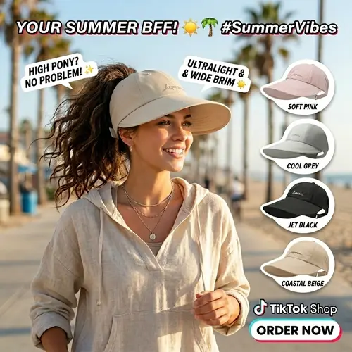 Women's Retro Sports Outdoor Hats - Wide Brim Sun Hat with Ponytail Opening, Extra Coverage, UV Protection, Lightweight Breathable Fabric, Adjustable Fit for Travel, Beach