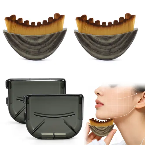 2 COUNTS Lymphatic Contour Face Brush Ergonomic Lymphatic Drainage Massager for Jawline & Chin Dry Brushing Tool for Facial Fatigue Relief Daily Use