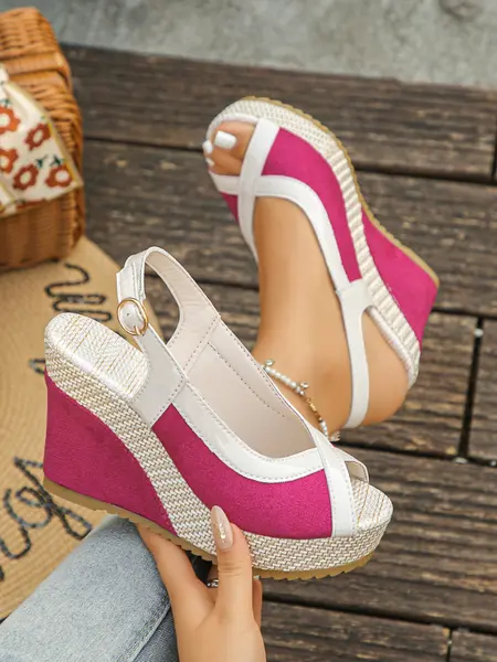 Women's Wedge Heel Sandals, Summer Outdoor Fashion Beach Shoes, Casual Comfortable Thick Sole Footwear, High Heels, Platform Sandals, Chunky Wedge Sole