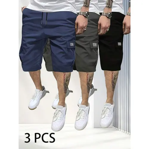 Men’s Cargo Shorts Set - Menswear Activewear Athletic Sports Clothes, Durable Rip-Resistant Fabric, Multifunctional Pockets, Adjustable Waistband, Breathable Casual Fit, Stylish Look, Suitable for Hiking, Jobsite Work,father'sdaygifts