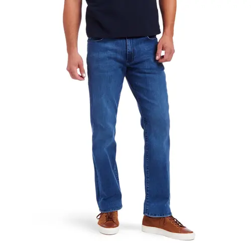 Mott & Bow Men's Super-Stretch Straight-Cut Plain Cotton Blend Classic Fit Comfy Stretch Elastane Jeans, Men's Bottoms Menswear Pants