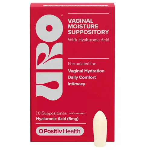 URO Vaginal Moisture Suppositories (10 count) with Hyaluronic Acid for Hydration & Dryness Relief