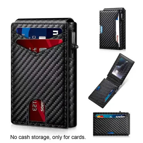 Men’s Minimalist RFID Card Holder Organizer - Pop-Up Design, No Cash Compartment, Travel Card Holder, Men's Accessories, Ideal for Summer Vibes, Outdoor Fun, Mens Gifts,father'sdaygifts Rfid Card Slots Wallet Cards Storage tiktokshopbacktosc, Leather Card