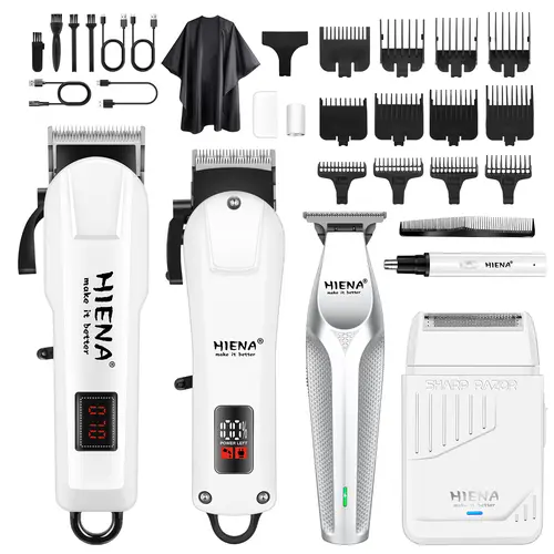 HIENA Professional Hair Clipper & Grooming Kit for Men, Cordless USB Rechargeable Barber Equipment with T-Blade, Foil Shaver, Nose Trimmer & 12 Combs, Hair Clipper Kit, Wireless Clippers tiktokshopbacktoschool,back to school,back to school haul