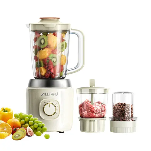 Alltou 3-Cup 3-in-1 Kitchen Appliance - 600W Strong Motor Juicer, Blender for Shakes, 5-Speed Food Chopper with Pulse, Meat Grinder, 2.9kg Lightweight ABS Tool for Baby Food Prep, 1800ml Fruit Vegetable Juicer
