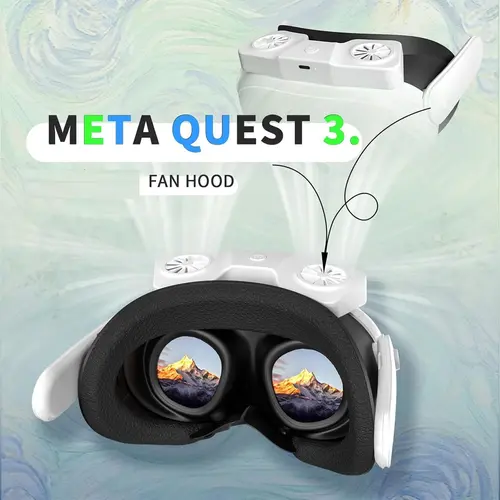 HURRA Built-in Fan Cooling Face Cover with Ventilation Pad for Meta Quest 3 VR Headset - Cooling Design, Improves Airflow, Anti-Fog Wearable Accessory, Heat Reduction, Fits Adults for Gym, Extended Immersive Gaming