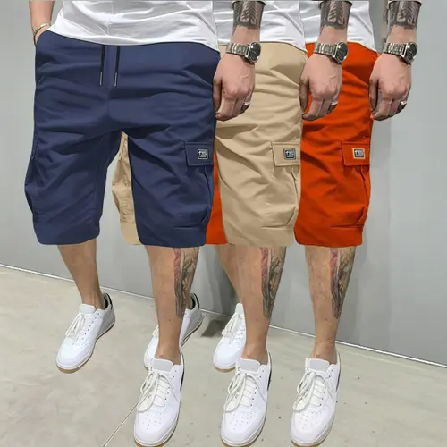 Men’s Summer Lightweight 3 Pack Cargo Shorts with Multiple Pockets, Back Faux Pocket Design, Loose Fit, Durable and Wrinkle Resistant Perfect for Everyday Wear, Street Style, Skateboarding, and Camping