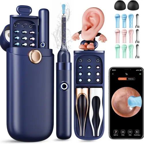 Smart Visual Ear Canal Cleaner with 12 Tips Set, HD Camera Earwax Removal Kit, Portable for Daily Ear Care, Convenient for On-the-Go Use, Professional for Children & Adults, iOS & Android Compatible