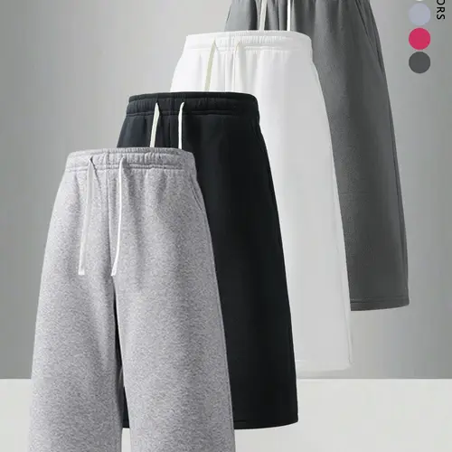 2 Pack Men's Solid Drawstring Loose Fit Straight Casual 3/4 Pants,Plain Fashion versatile Sports Joggers,unisex Minimalist knit Sweatpants,For Daily Wear,Going Out,Outdoor Hiking,Weekend Outings,Suitable For Summer Menswear Basic Activities capri Trousers