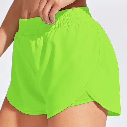 Women's Breathable Loose Fit Yoga Shorts, Outdoor Casual Running Gym Shorts, Fitted Plain Gym Hot Pants, Sporty Style, Summer Style Shorts, Breathable Workout Athletic Wear Shorts, Sports Short