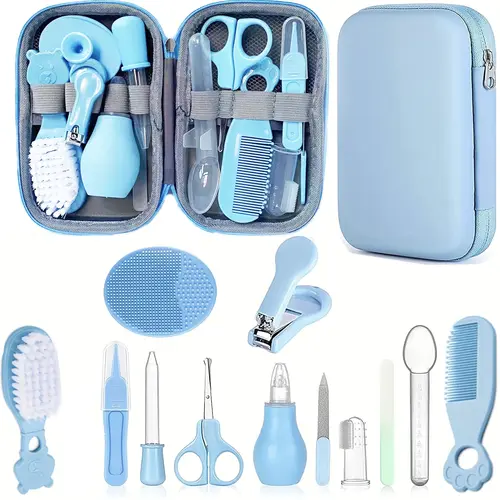 Baby Care Set, 13-Piece Baby Essentials Kit, Includes Comb, Nail Clippers, Nasal Aspirator, Brush, Must-Have for Newborns Boys & Girls, Babies Kit