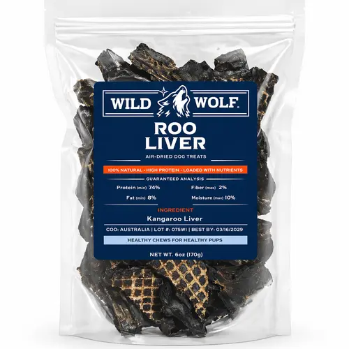 100% Natural Kangaroo Liver (6oz.) Healthy Dog Chew Treats - Hypoallergenic - Ethically Sourced Human Grade Kangaroo Liver - Single-Ingredient - Australia - Free Fast Shipping - Lowest Prices