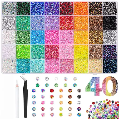 VIBRANT GEMS 40Colors 3mm Jelly Rhinestones, 1 Box Multicolor Flatback Resin Gems for Bedazzling, DIY Crafting, Diamond Art & Nail Art, Bedazzler Kit