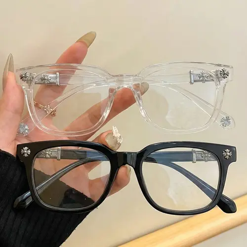2 Pairs Vintage Square Non-Prescription Glasses, Unisex, Fashion Glasses, Stylish Trendy Eyewear, Stylish Square Frames, Luxury Cross Design, Anti-Blue Glasses, Blue Light Blocking, Lightweight Eyewear, Travel Style