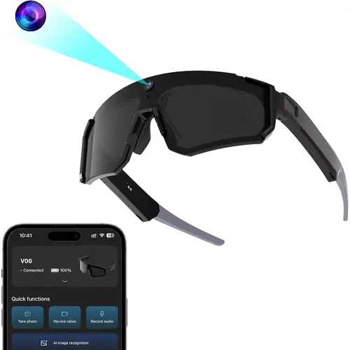 AI Smart Glasses with Camera 4K - Polarized Bluetooth Sunglasses with Camera, UV400 Lens, ChatGPT Enabled, EIS Stabilization, Dual Mic Noise Canceling, IP54 for Cycling Hiking