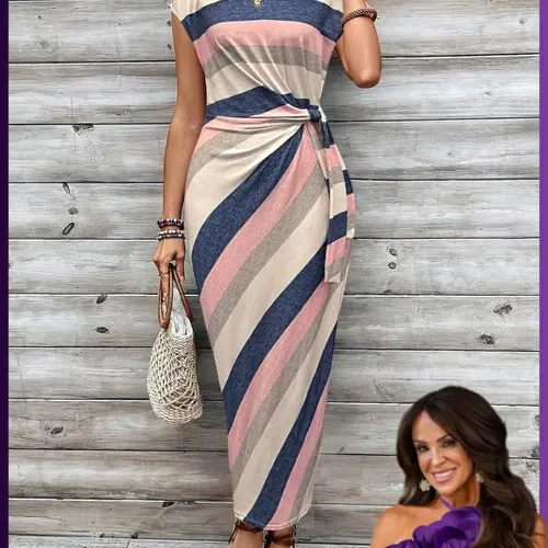 Jackie's Exclusive Dress, Stylish Women's Round Neck Dress for Casual Wear and Special Occasions, Must-Have Fashion Item for Summer