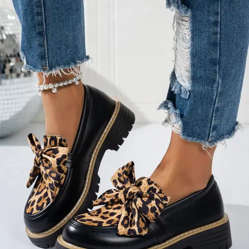 Women's Bowknot Loafers Slip On Flats Casual Fashionable Flats Flat Walking Shoes Spring & Fall 2026 New Style, Casual Trendy Flat PU Leather Shoes, Less Than Ankle Height, PVC Sole