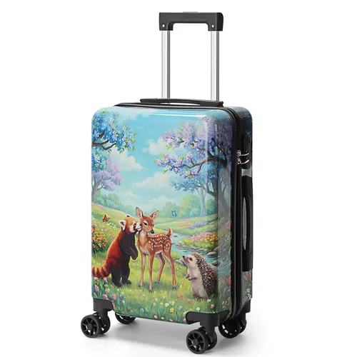 20 Inch Cute Forest Animal Carry-On Luggage | 33L Capacity | 360° Spinner Wheels | Lightweight Hard Shell | Includes Clear Protective Cover | Ideal for 1-4 Days Travel summerwins,summerwins