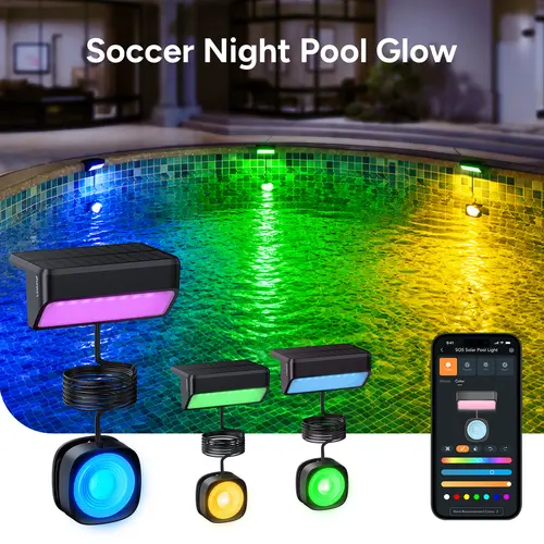 [Get 2+1, Save Big]Linkind Smart RGBW Solar Pool Lights for Above Ground & Inground Pools, APP Control, IP68 Waterproof LED Lights, Solar Dual-sided Glow, Music & Color Modes, Magnetic Mount – Outdoor Gadgets for Garden, Camping Essentials, Summer Vibes
