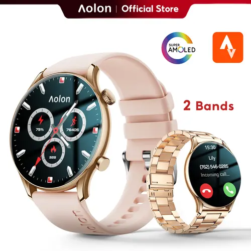 Aolon GTR3 Women's Smartwatch - 1.43" AMOLED Display, AOD, Bluetooth Calling, Health Tracking, DIY Faces, 110+ Sports Modes, IP68 Water Resistant, 120-Hour Battery, Fast Charging, Silicone & Alloy Devices, iOS & Android#sohochic#