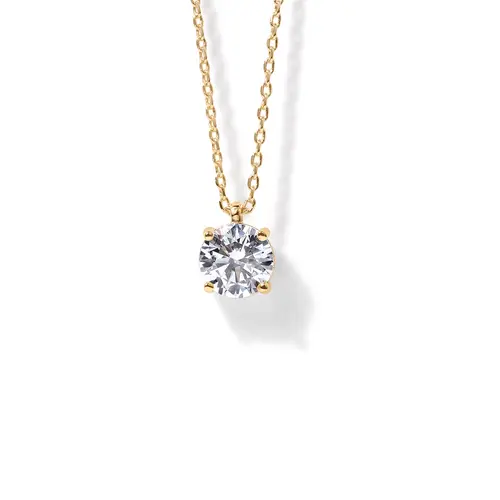 PAVOI 14K Gold Plated Cubic Zirconia Pendant Necklace for Women - Elegant Simulated Diamond Necklace with Adjustable Slider Chain - Gold Jewelry Gifts