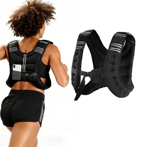 Weighted Vest for Fitness - 12lb Iron Sand Vest with Reflective Strips, Custom Fit, Even Balance & Comfortable Shoulders for Strength Training, Running