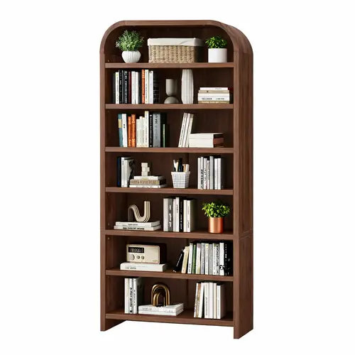 Giratree 70" Tall Arched Bookcase, 7-Tier Freestanding Storage Cabinet with Adjustable Shelves, Thick MDF Bookshelf for Bathroom Living Room Bedroom