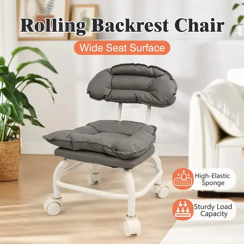 Spacesaving Swivel Rolling Office Chair - 1-Piece with Silent Wheels for Garage, Office Use