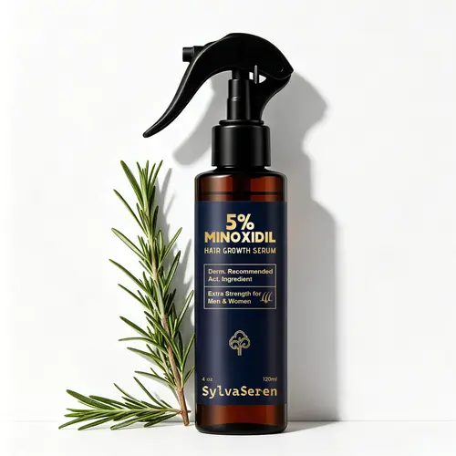SylvaSeren 5% Minoxidil Hair Regrowth Spray with Biotin, Unisex Adult,Boost Hair & Beard Growth, Thicker Fuller Healthier Hair,120ml Haircare fathersdaygift
