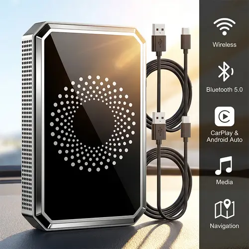 【BackToSchool】CarPlay Magic Video Box 3-in-1 Wireless Adapter, CarPlay Dongle with USB Drive, Not Compatible with Tesla BMW, Carplay Dongle Connectivity, Portable Carplay Adapter, Carplay Streaming Adapter, Wirefree Carplay Adapter
