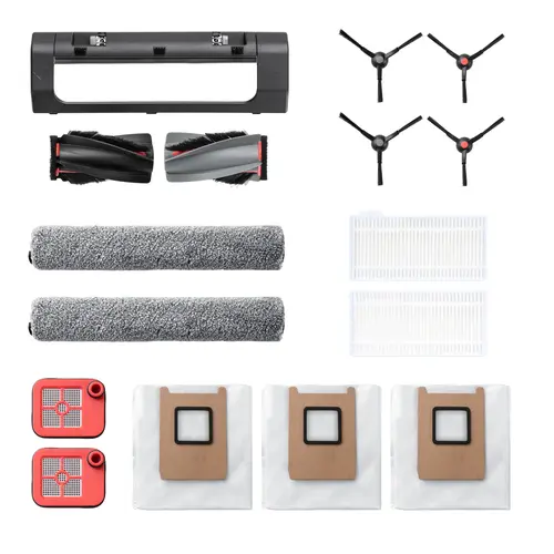 eufy C28 Replacement Kit, Side Brush ×2, Dirty Water Tank Filter ×2, Roller Brush and Brush Guard ×1, Dust Bag ×3, Roller Mop ×2, Replacement Filter ×2, 2× Filter Replacements, Helps Extend Robot Life