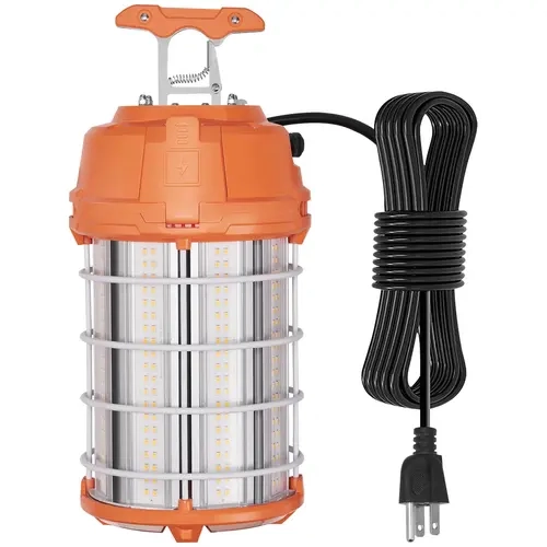 VEVOR 150W LED Work Light, 20000lm 5000K ETL Certified, 360-Degree Omnidirectional Illumination, Waterproof Durable, Daisy-Chain 6 Units Linkable, AC Power, 50000-Hour Lifespan, 118-Inch Ceiling/Stand Mount for Job Site Gas Stations Indoor-Outdoor Use