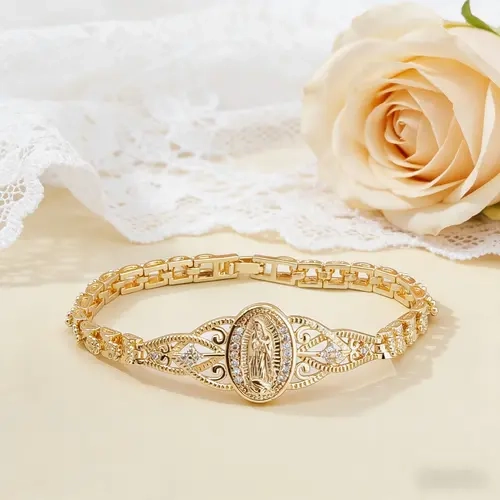 Women's 14 Karat Gold Plated Bracelet - Exquisite Everyday Wear Piece, Hypoallergenic for Calm Wear, Tarnish Proof Jewelry, Gold Plated Bracelets & Bangles, Trendy Gift for Her