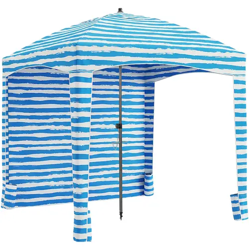 Sweetcrispy Portable Beach Cabana Canopy Tent, UPF 50+ Sun Shelter with Sand Pockets, Waterproof Easy-Setup Design, Vent Top & Carry Bag for Families, Beach Necessities (Sports & Outdoor Camping Shelter)