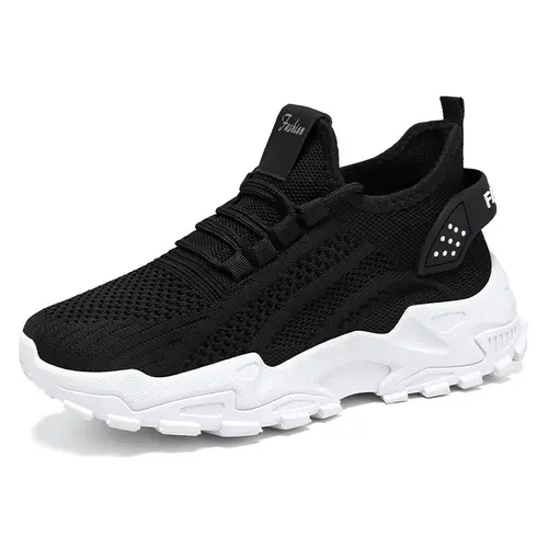 OFIREND Women's Sporty Chic Knit Fabric Trainers - Off Court Style Casual Trainers, Sportswear Thick Sole Sneakers, Lightweight Breathable Everyday Walk Ready Street Style Shoes sleek tennis footwear