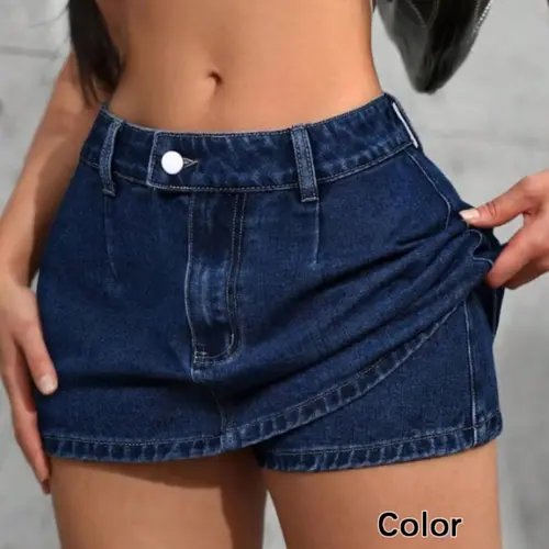 Y2K Retro Hot Girl Denim Button Skirt, Slimming High-Waist Short Skirt Casual Sexy Style A-Line Mini Jean Skirt Bottom
