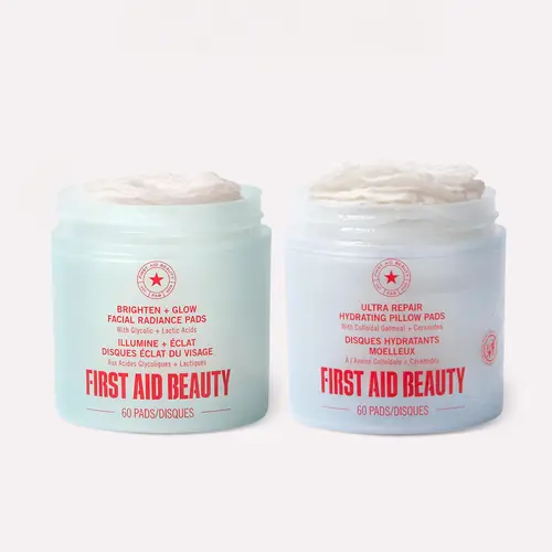 First Aid Beauty TTS Exclusive AM/PM Pads: Facial Radiance Pads 60ct & Hydrating Pillow Pads 60ct