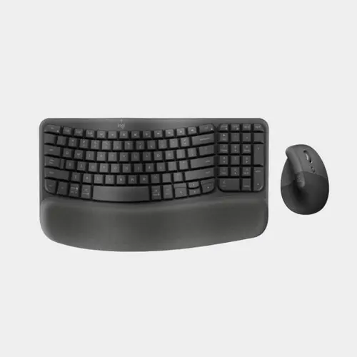 Logitech Ergonomic Workspace Multi-Device Bundle - Lift Vertical Wireless Cable-Free Ergonomic Anti-Slip Programmable Buttons Mouse + Wave Keys Keyboard + Large Desk Mat, Bluetooth, Quiet Clicks, Windows & Mac, Wireless Mouse