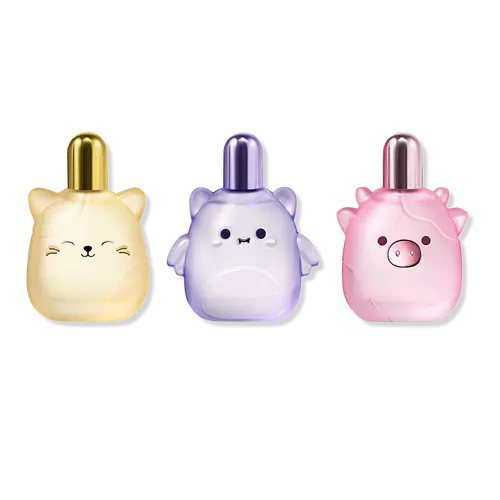 Squishmallows Try 'Em All Fragrance Set: Whisked Away (1.0 oz) + Moonlit Mist (1.0 oz) + Pink Possibilities (1.0 oz), Eau de Parfum Full Size Trio with Fruity Floral & Gourmand Scents for Layering