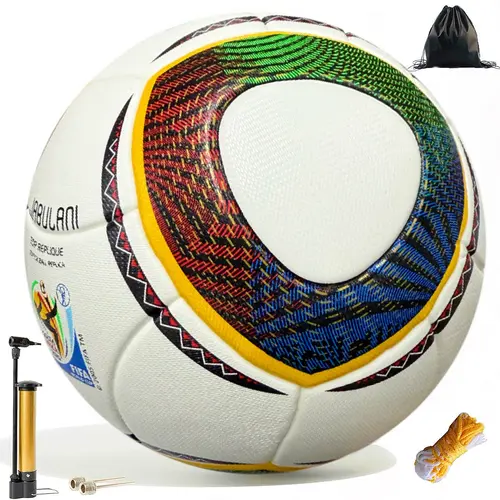Official Size 5 Leather Soccer Ball, Durable Soft PU Football for Youth & Adult Competitions, Includes Net Bag & Pump Accessories, Football Training Equipment, Soccer Gear, Match Soccer Ball, Football Balls